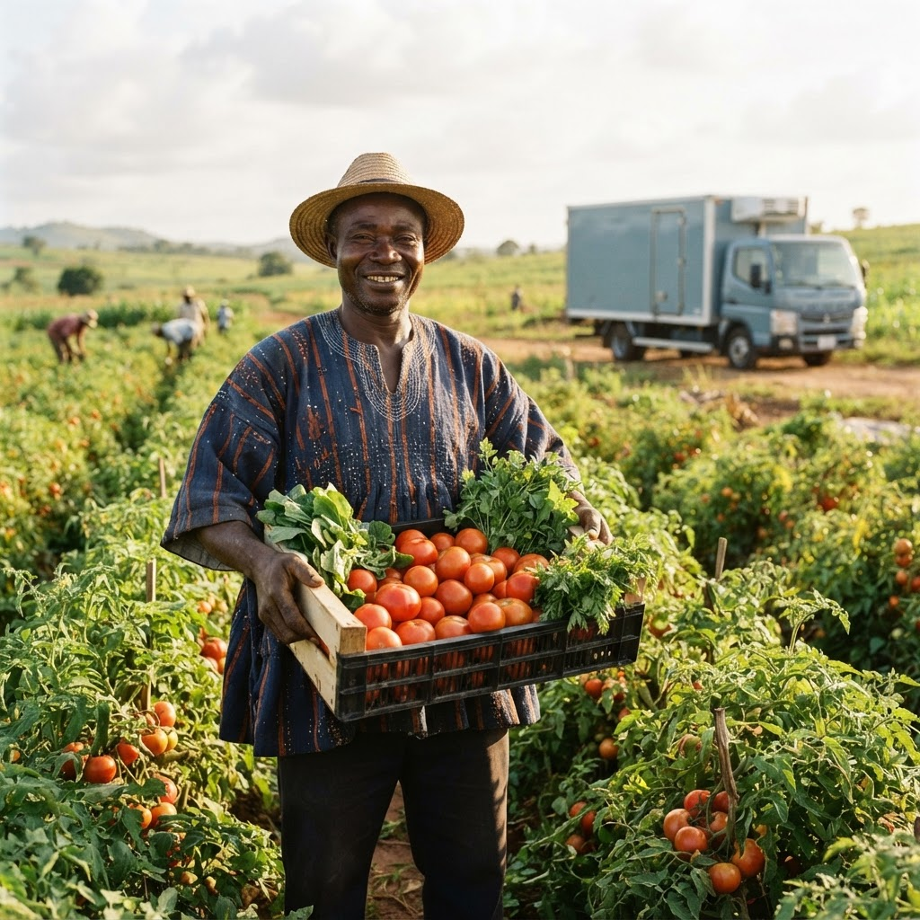 Fresh produce in a Ghanaian farm field
